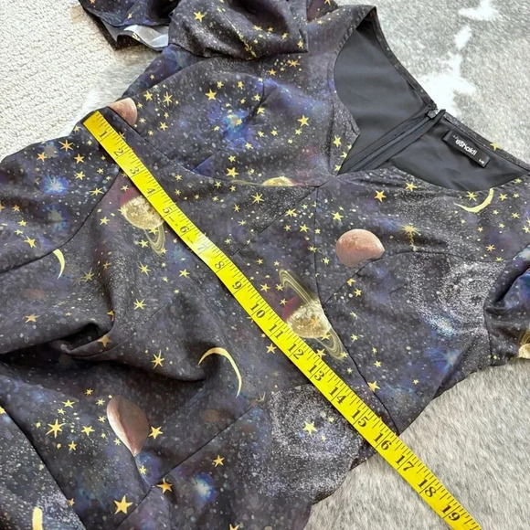 eShakti Constellation Galaxy Planet Print Crepe Empire Dress - Picture 13 of 13